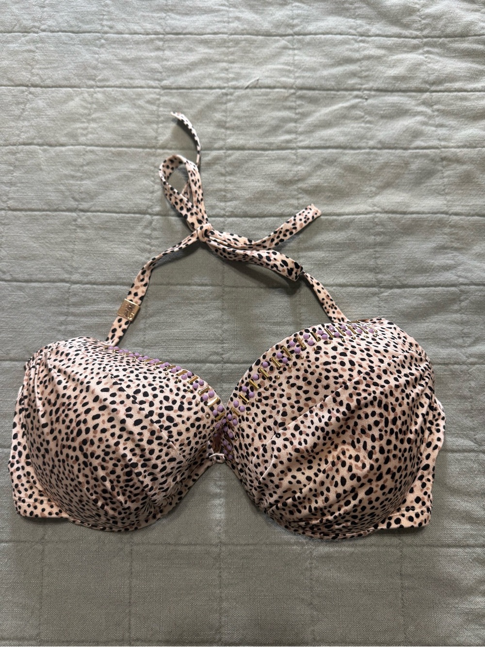 Victorias Secret Y2K Leopard Prink Underwire Bikini Top 36DD